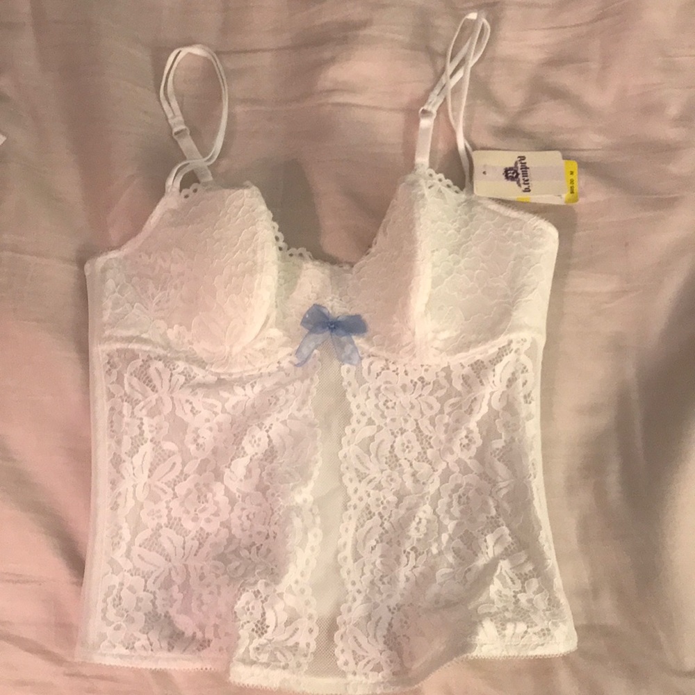 B. Tempt’d Wacoal white bustier blue bow Medium M